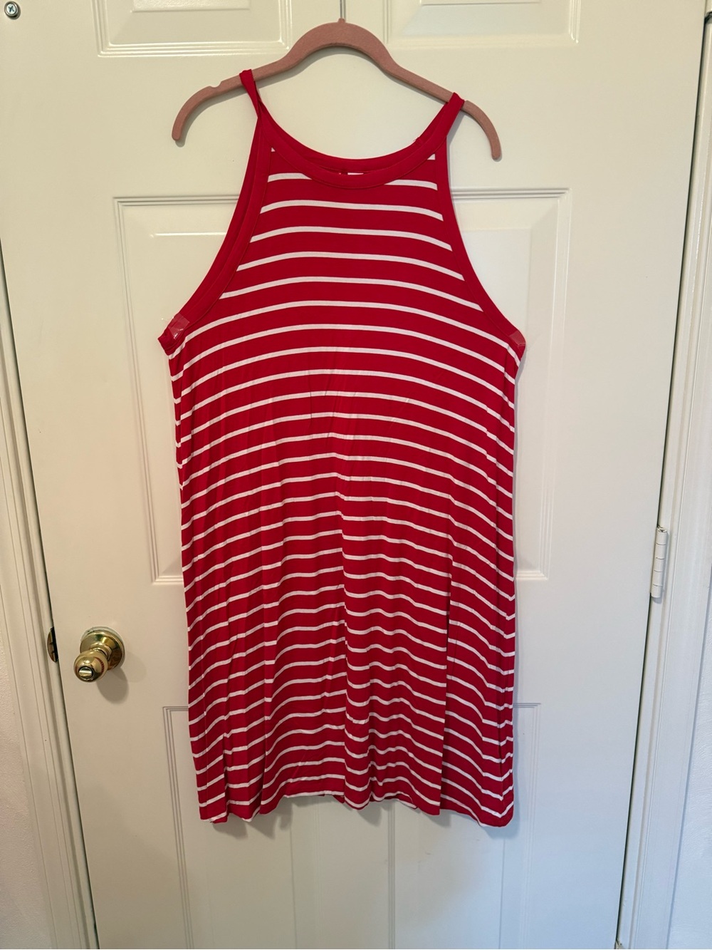 Old Navy Red and White Striped High-Neck Tank